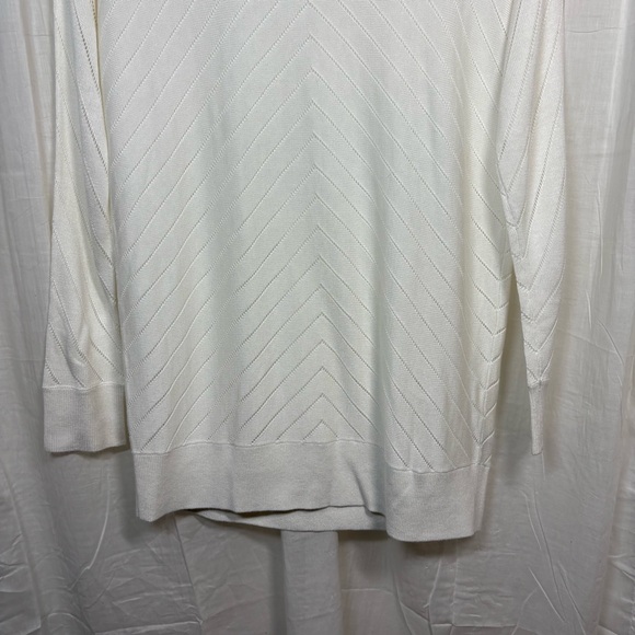 Banana Republic White Pointelle Round Neck Sweater‎ Tunic Size M - Picture 3 of 8